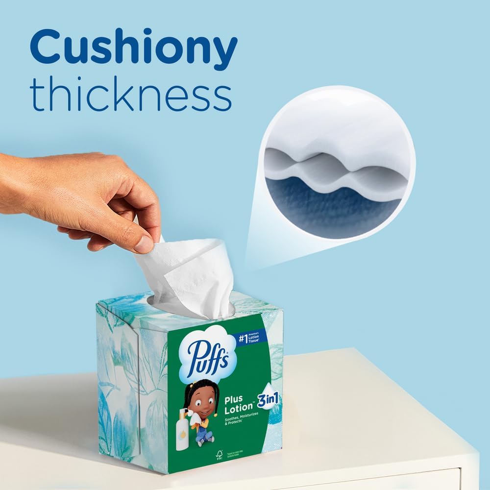 Puffs Plus Lotion Facial Tissues, 4 Mega Cubes of 72 - view 6